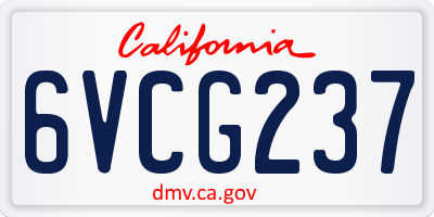 CA license plate 6VCG237