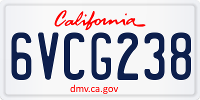 CA license plate 6VCG238