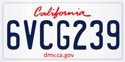 CA license plate 6VCG239