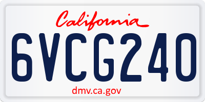 CA license plate 6VCG240
