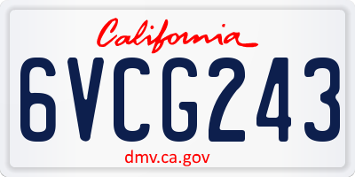 CA license plate 6VCG243