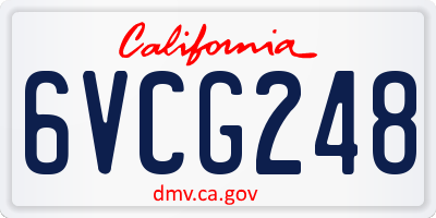 CA license plate 6VCG248