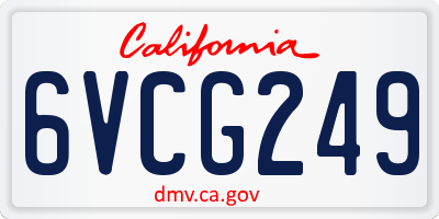 CA license plate 6VCG249