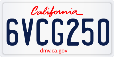 CA license plate 6VCG250