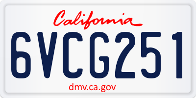 CA license plate 6VCG251