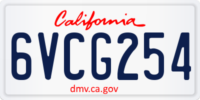 CA license plate 6VCG254