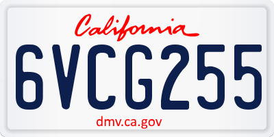 CA license plate 6VCG255