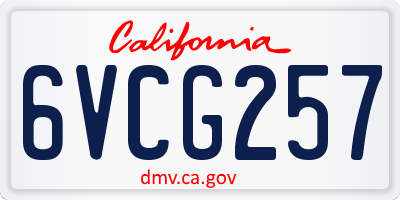 CA license plate 6VCG257