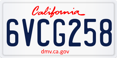 CA license plate 6VCG258