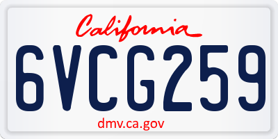 CA license plate 6VCG259
