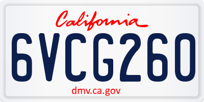 CA license plate 6VCG260
