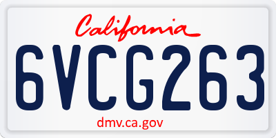 CA license plate 6VCG263