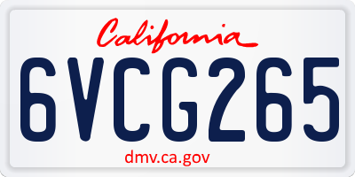 CA license plate 6VCG265