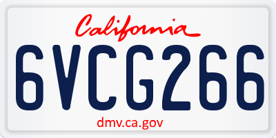 CA license plate 6VCG266