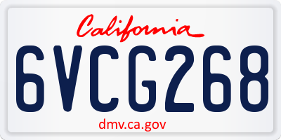 CA license plate 6VCG268