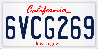 CA license plate 6VCG269
