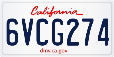 CA license plate 6VCG274