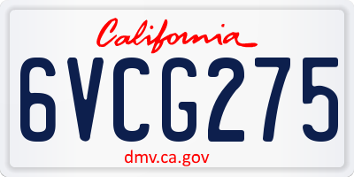CA license plate 6VCG275