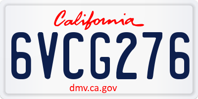 CA license plate 6VCG276