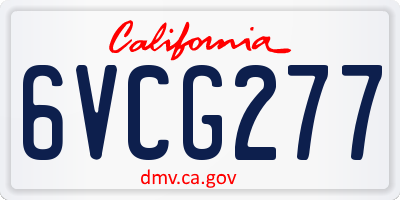 CA license plate 6VCG277