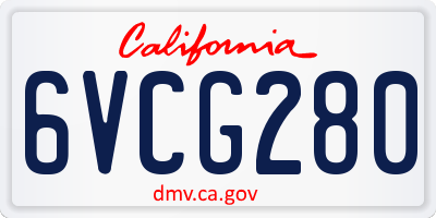CA license plate 6VCG280