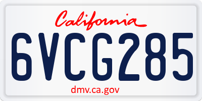CA license plate 6VCG285