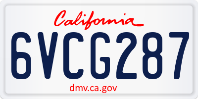 CA license plate 6VCG287