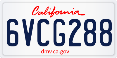 CA license plate 6VCG288