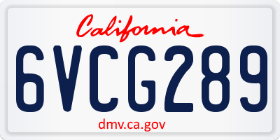 CA license plate 6VCG289