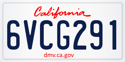 CA license plate 6VCG291