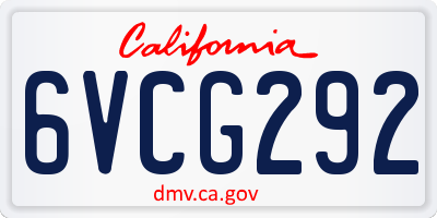 CA license plate 6VCG292