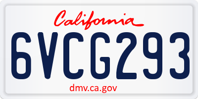 CA license plate 6VCG293