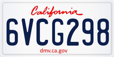 CA license plate 6VCG298