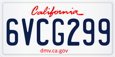 CA license plate 6VCG299