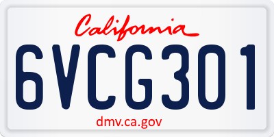CA license plate 6VCG301