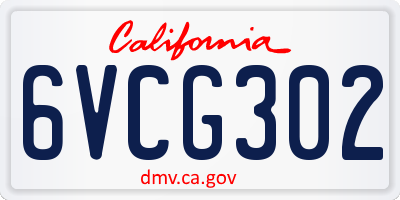 CA license plate 6VCG302