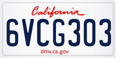 CA license plate 6VCG303