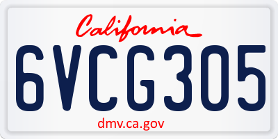 CA license plate 6VCG305