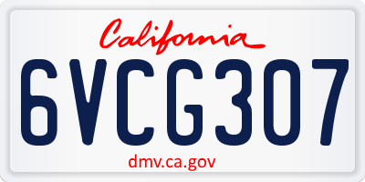 CA license plate 6VCG307