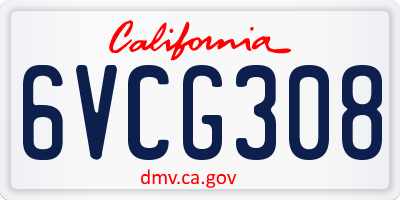 CA license plate 6VCG308
