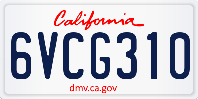 CA license plate 6VCG310