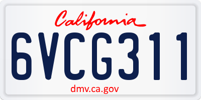 CA license plate 6VCG311