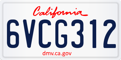 CA license plate 6VCG312