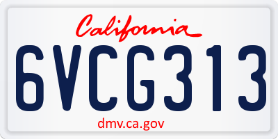 CA license plate 6VCG313