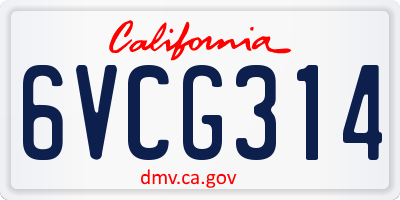 CA license plate 6VCG314