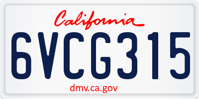 CA license plate 6VCG315