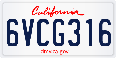 CA license plate 6VCG316