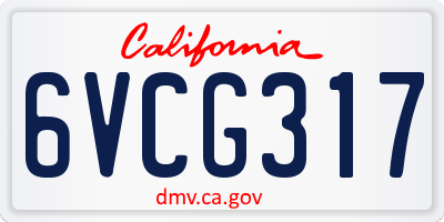 CA license plate 6VCG317
