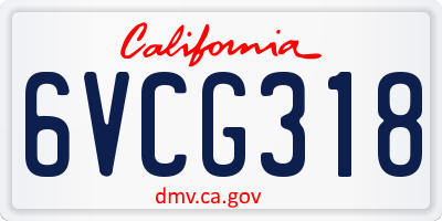 CA license plate 6VCG318