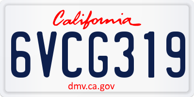 CA license plate 6VCG319